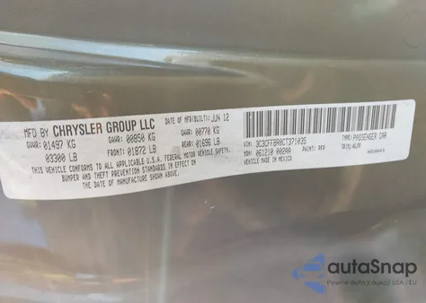 2012 Fiat 500 Sport z USA, uszkodzony, nr VIN 3C3CFFBR0CT371035